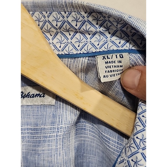 Tommy Bahama Shirt Mens XL‎ Long-sleeve 100% Linen Blue/White, Button-up Pocket - Picture 3 of 12